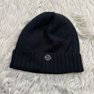 MICHAEL Michael Kors Women's OS Black Knit Beanie Hat Logo Hardwear